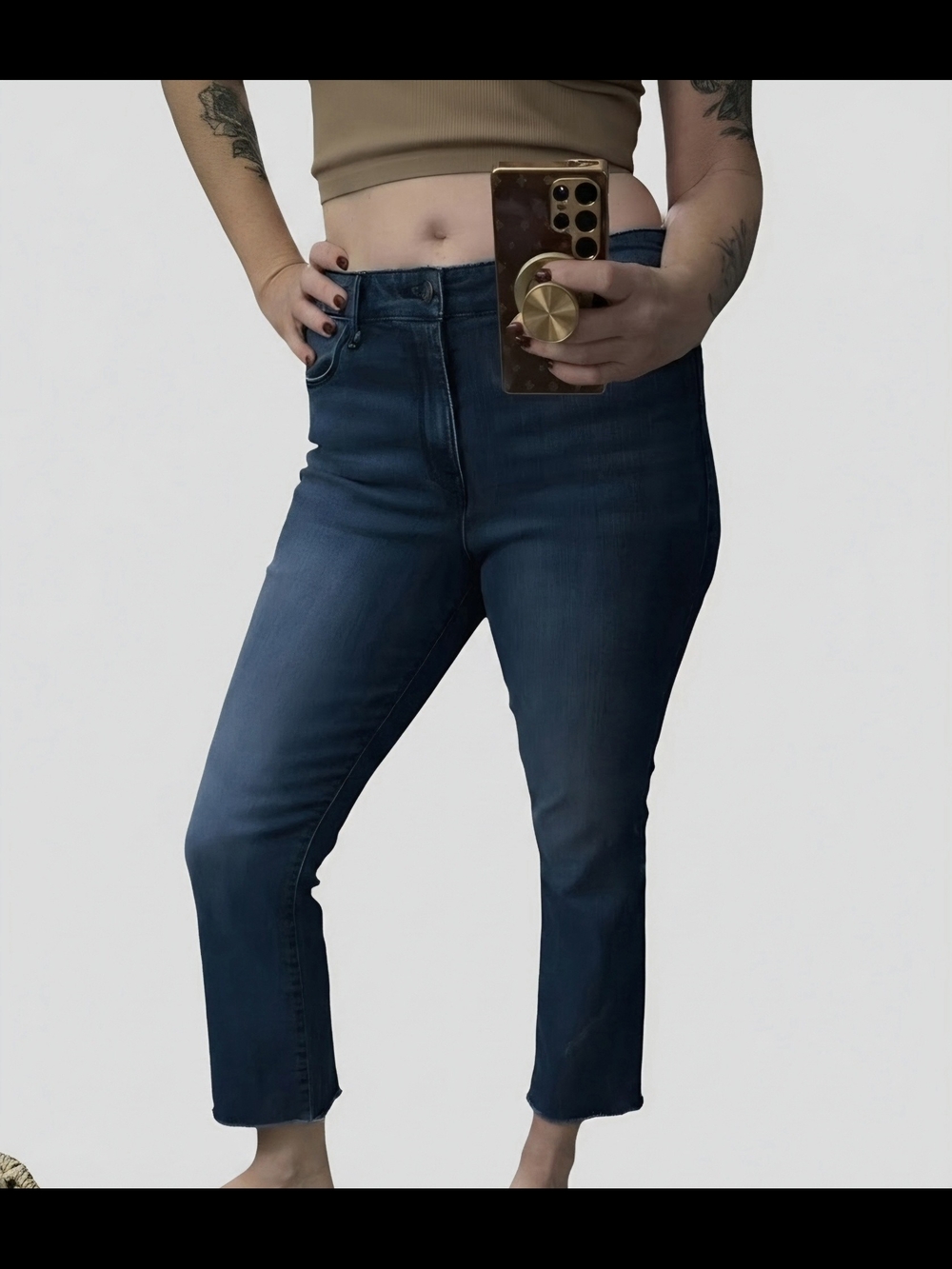 Social Standard By Sanctuary- High-Rise Cropped Women's Jeans in Dark Blue